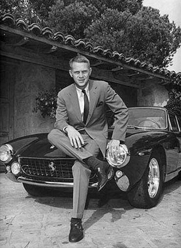 Steve McQueen with his 1967 Ferrari 275 GTB/4 that he purchased while filming Bullitt